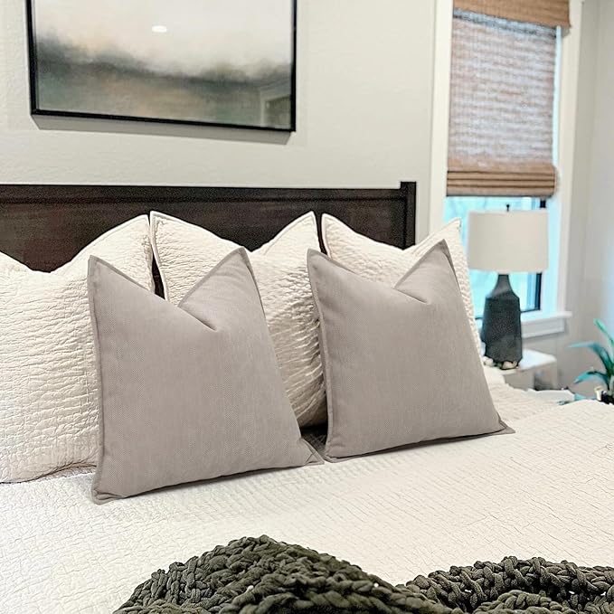 ZWJD Gray Pillow Covers 16x16 Set of 2 Chenille Pillow Covers - Image 6