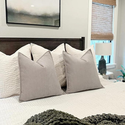 ZWJD Gray Pillow Covers 16x16 Set of 2 Chenille Pillow Covers - Image 6