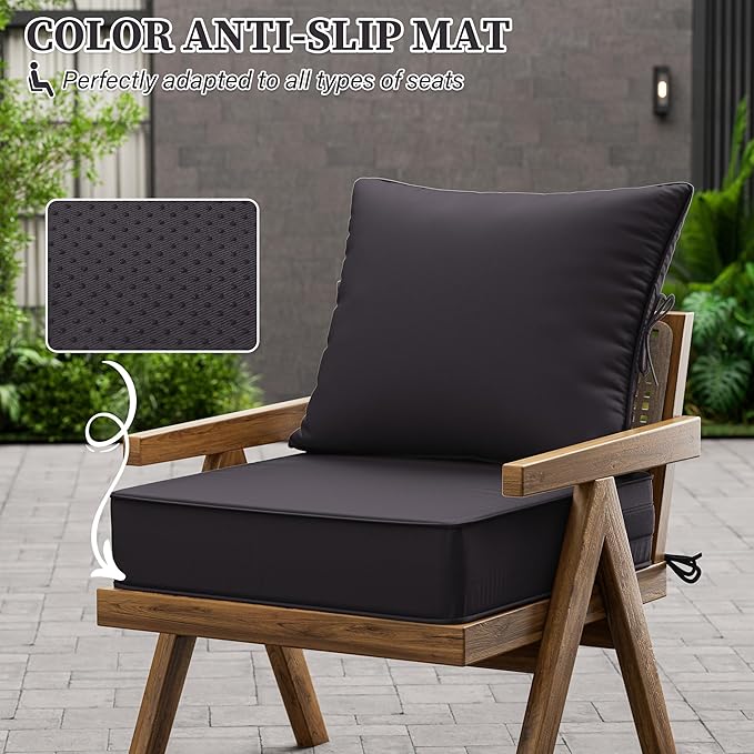 Outdoor Seat Cushion Set 22 L × 24 W × 5 H Inch Waterproof & Fade Resistant - Image 6