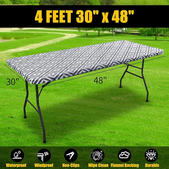 Smiry Rectangle Picnic Table Cloth, Waterproof Elastic Fitted Outdoor - Image 7