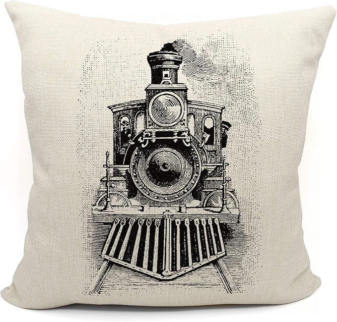 Train Decor Pillow Covers 18x18, Themed Room Decor, Gifts by Mancheng-zi