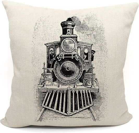 Train Decor Pillow Covers 18x18, Themed Room Decor, Gifts by Mancheng-zi