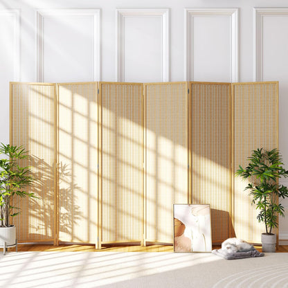 jostyle bamboo room divider, 6-panel folding privacy screen, main product view