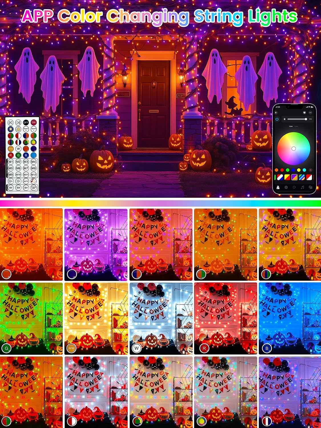 200 LED Smart RGB Color Changing String Lights APP & Remote for Halloween