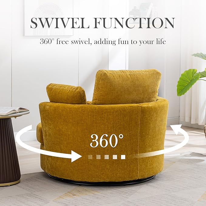 Aoiy & Wifon 42" W Oversized Swivel Accent Chair, Upholstered Round Barrel Chair - Image 3