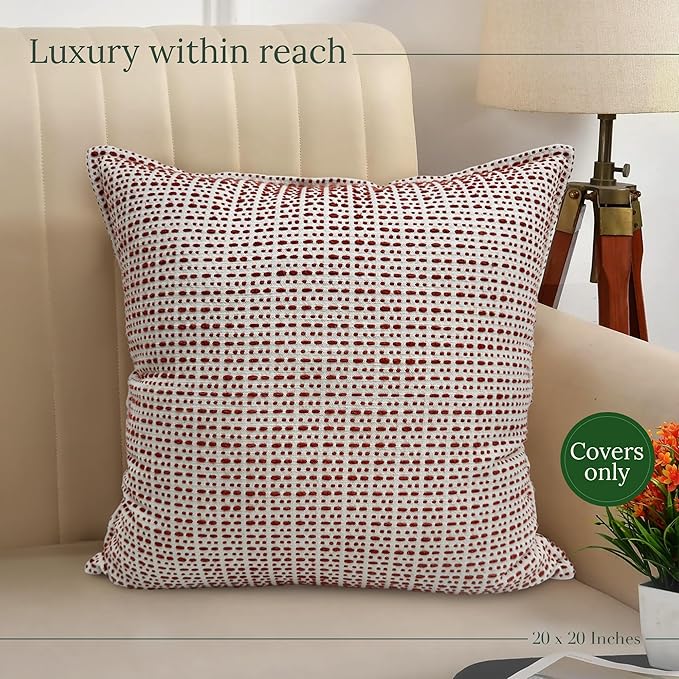 SanVia Rust Glow Premium Cotton Throw Pillow Covers, 20 x 20 Inches, Luxurious - Image 5