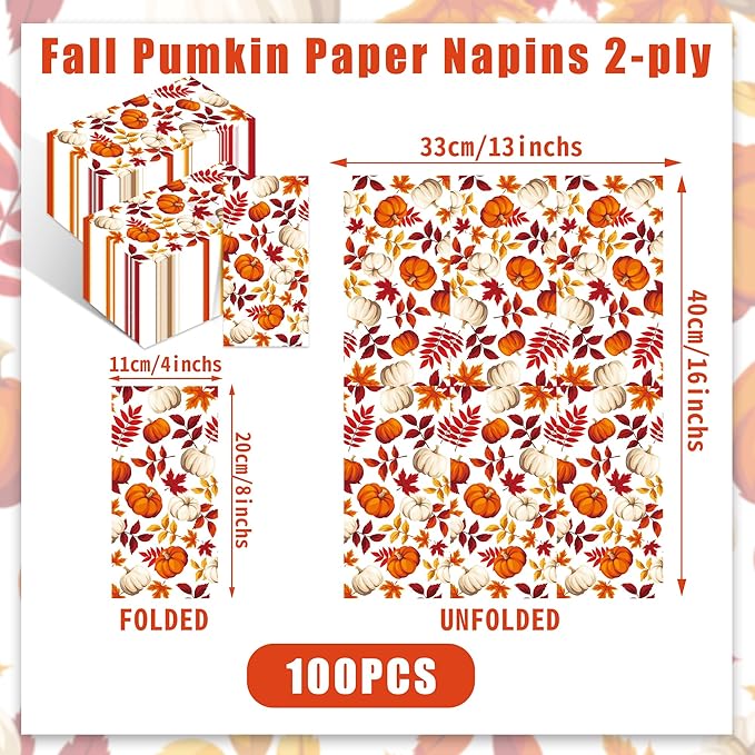 100 Pack Fall Thanksgiving Paper Napkins - Image 2