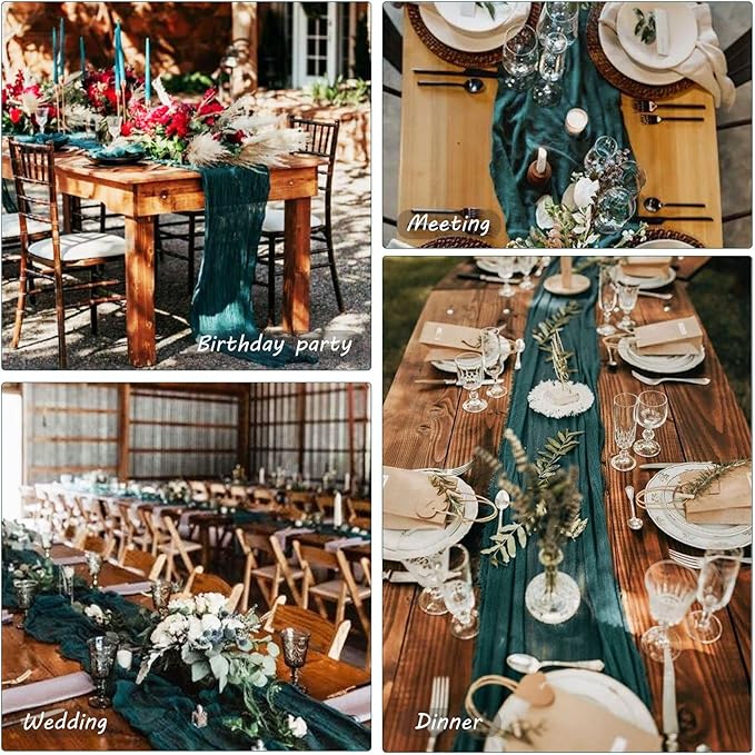 12 Pack 10Ft Cheesecloth Table Runner 35x120 Inch Boho Gauze Table Runner - Image 6