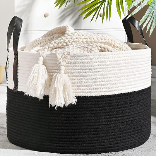 KAKAMAY Large Blanket Basket, Woven Baskets by KAKAMAY