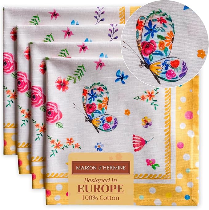 Maison d' Hermine Cloth Napkins Set of 4 100% Cotton Everyday Reusable Square by MaisondHermine