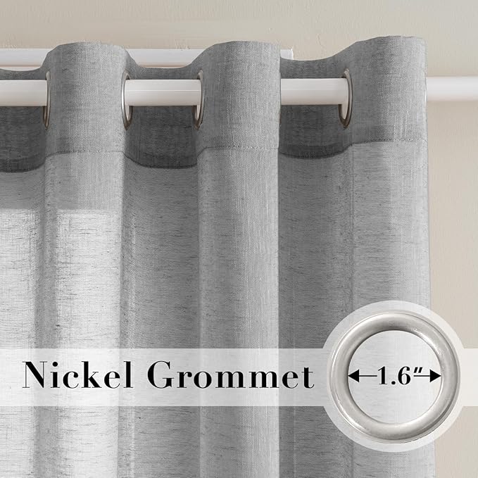 H.VERSAILTEX Linen Curtains Nickel Grommet Natural Linen Semi-Sheer Curtains 2 - Image 2