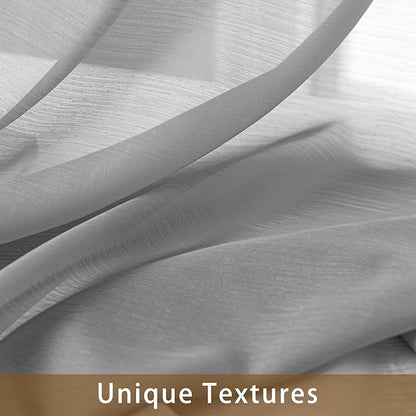 Grey Sheer Curtains 108 Inches Extra Long, Privacy Semi Sheer Curtains - Image 4