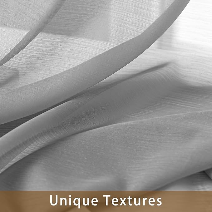 Grey Sheer Curtains 96 Inches Long, Privacy Semi Sheer Curtains - Image 4