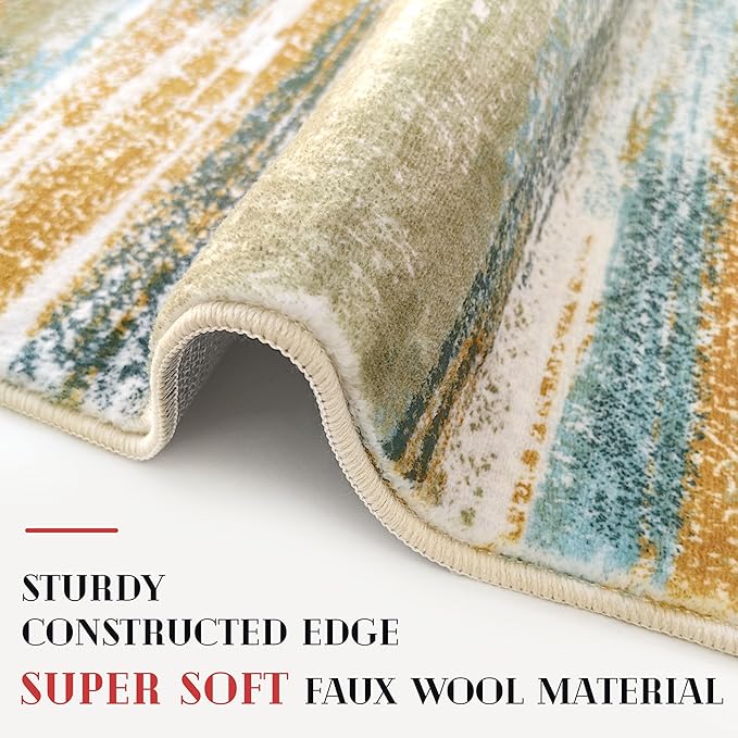 Modern Abstract 8x10 Large Machine Washable Living Room Rug Non-Slip Soft - Image 5