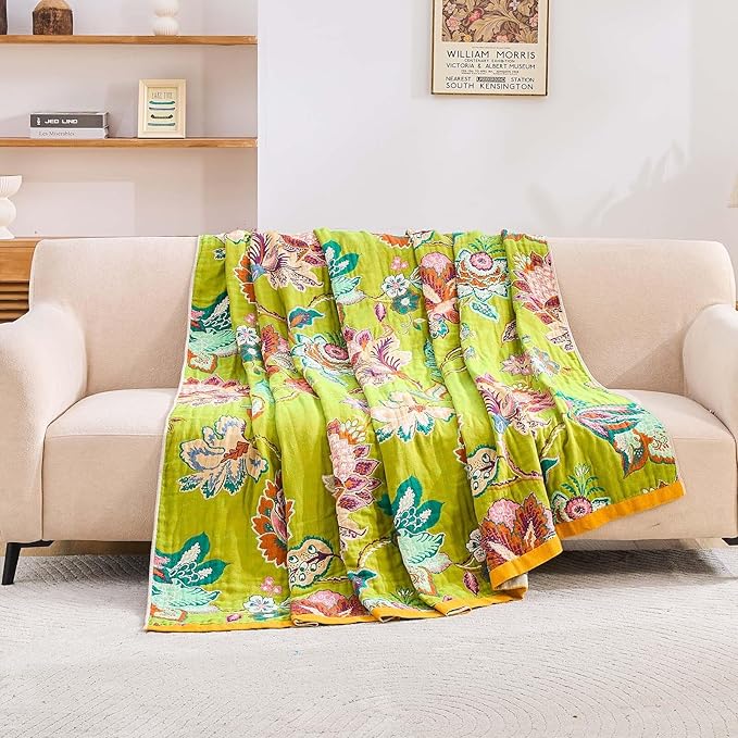 Fall Throw Blanket, 100% Cotton Soft Rustic Boho Throw Blanket - Image 3
