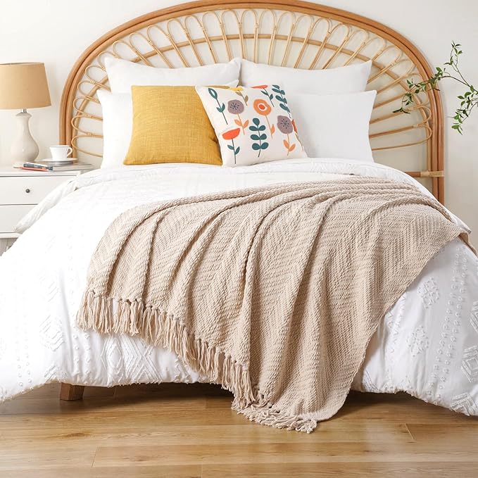 BATTILO HOME Beige Throw Blanket - Image 3