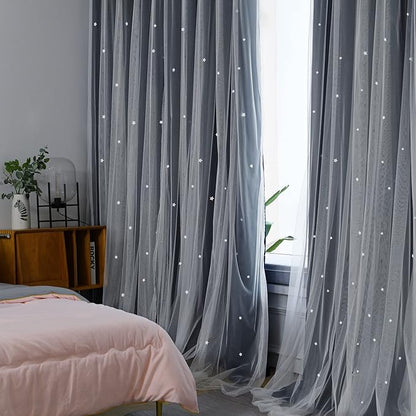 Kinryb Kids Blackout Curtains for Bedroom/Living Room/Classroom, Sheer Overlay - Image 2