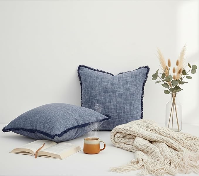 Set of 2 Textured Cotton Throw Pillow Covers - Image 6