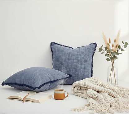 Set of 2 Textured Cotton Throw Pillow Covers - Image 6
