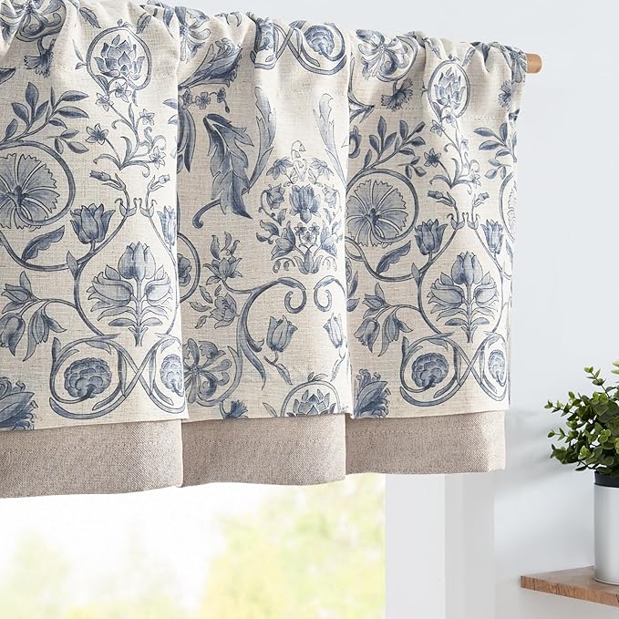jinchan Linen Valance Kitchen Curtain Pack of 2 Double Layer 18 Inch by JINCHAN