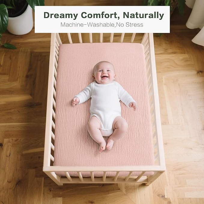 Muslin Bedside Sleeper Bassinet Fitted Sheets, 3 Pack Cotton Baby Sheet - Image 2