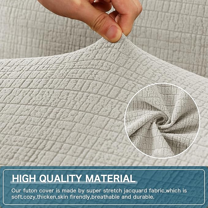 H.VERSAILTEX 100% Waterproof Jacquard Futon Cover Stretch Armless Sofa Cover - Image 3