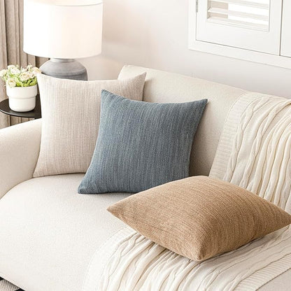 Foindtower Set of 2 Decorative Textured Burlap Linen Throw Pillow Covers - Image 6