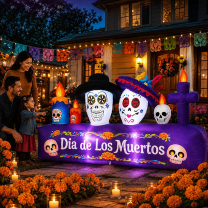 8ft dia de los muertos inflatable decorations, 6ft shown in use