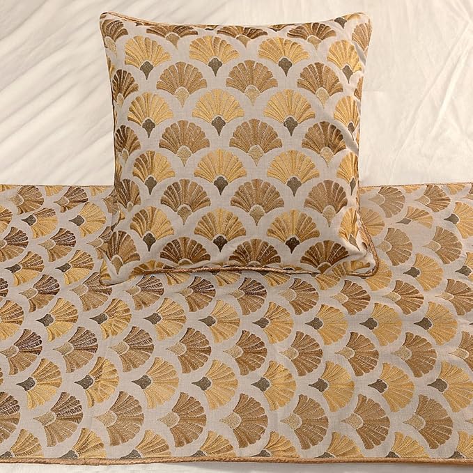 The HomeCentric King Queen Twin Beige & Yellow Gold Handmade CA King 86"x18" - Image 4