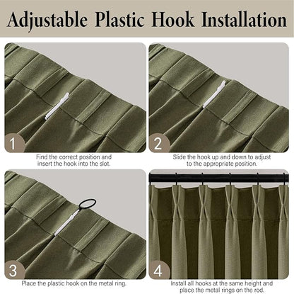 MIULEE Pinch Pleated Thick Linen Curtains 102 Inch 4 Panels Set Back Tab Memory - Image 9
