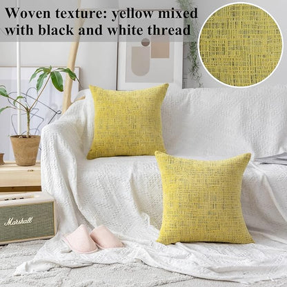 Home Brilliant Yellow Pillows Covers 20x20 Textured Velvet Chenille Decorative - Image 3