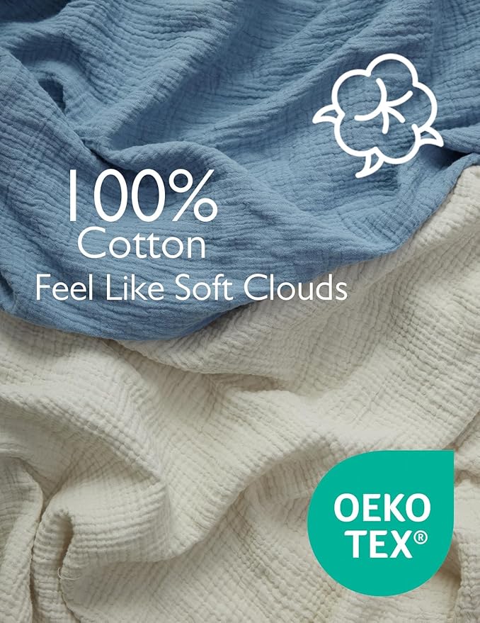 Momcozy Muslin Standard Fitted Crib Sheets, 2 Pack Soft Breathable Natural - Image 3