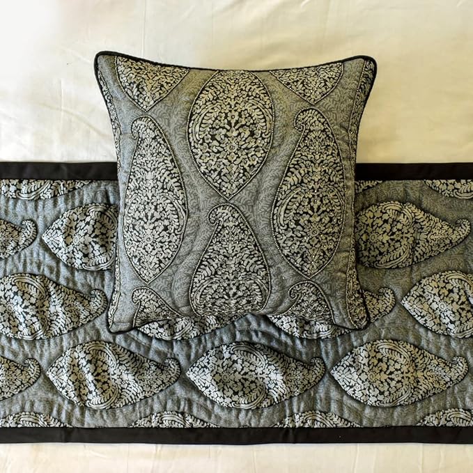 The HomeCentric King/Queen/Twin Grey Decorative Twin 53"x18" Bed Runner - Image 2