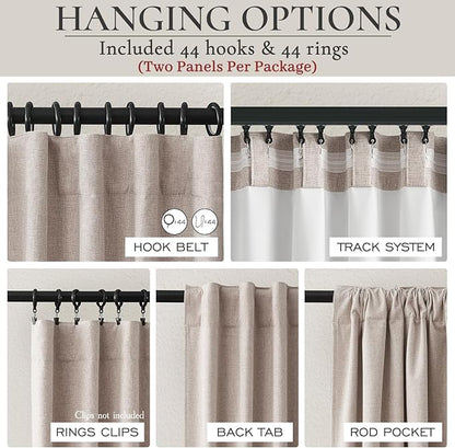 140 Inches Extra Wide Curtains Linen Farmhouse Insulated Thermal Large Window - Image 3