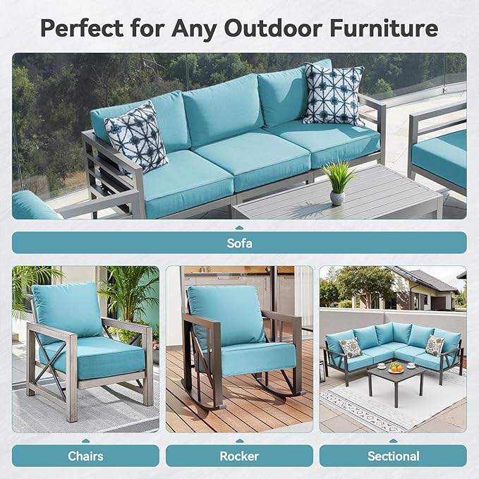 6" Thick Outdoor Cushions 22x24x6, 6-Set Deep Seat Patio Cushions - Image 6