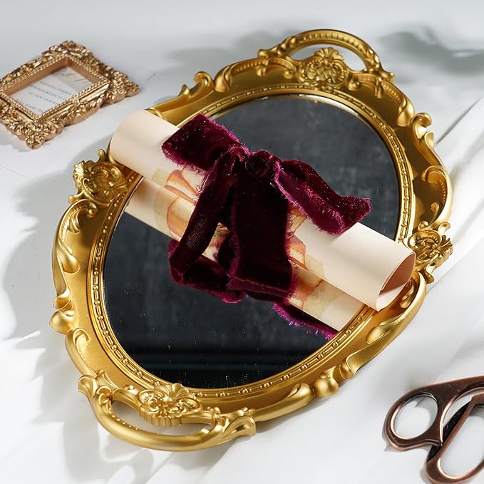 Burgundy Velvet Ribbon 1.5 Inch Maroon Frayed Silk Velvet Ribbon Burgundy - Image 6