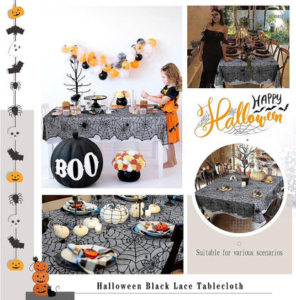 Halloween Lace Tablecloths Black Table Cloths Spiderweb Table Fabrics Decor