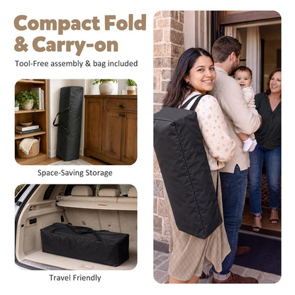 todefull 4 in 1 foldable pack and play showing dimensions
