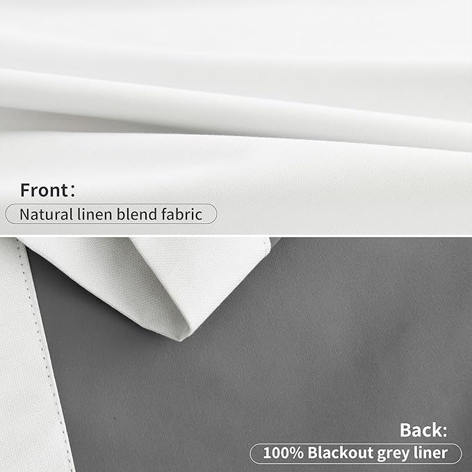 Joywell Pinch Pleated 100% Blackout White Curtains 120 Inches Long Energy - Image 9