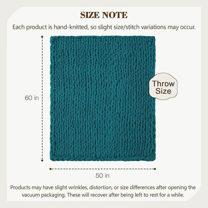 Carriediosa Chunky Knit Throw Blanket 50" X 60", 100% Hand Made Large Chenille - Image 3