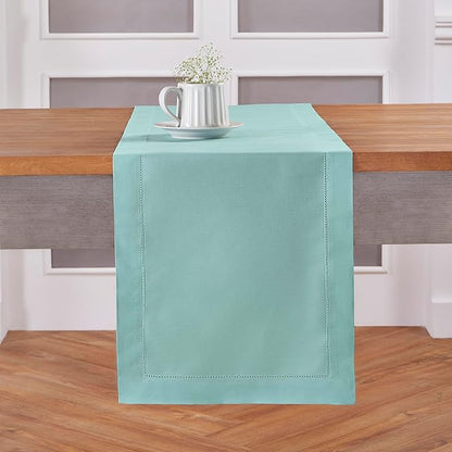 Solino Home Cotton Linen Pastel Turquoise Table Runner 72 Inches Long by SolinoHome