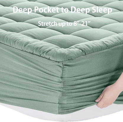 EASELAND Twin XL Mattress Pad Pillow Top Mattress Cover Quilted Fitted Mattress - Image 5