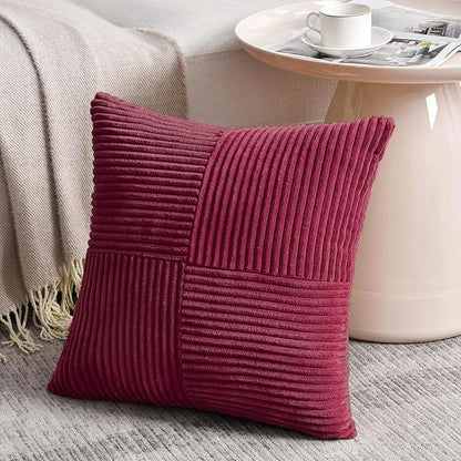 Fancy Homi 2 Packs Burgundy Red Decorative Throw Pillow Covers 16x16 Inch - Image 2
