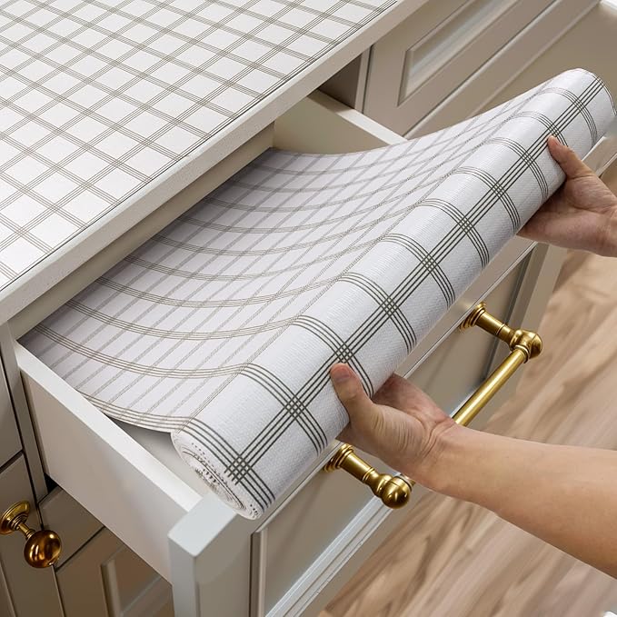 Shelf and Drawer Liner for Kitchen Cabinets Non-Adhesive, Strong Grip Non-Slip by Shinlendid