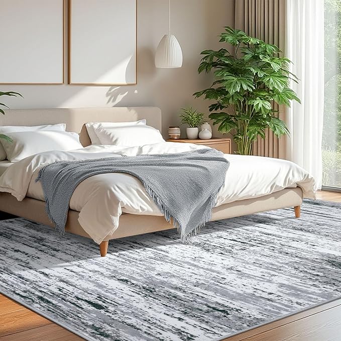 Modern Abstract 8x10 Large Machine Washable Living Room Rug Non-Slip Soft - Image 2