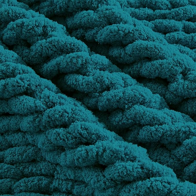 Carriediosa Chunky Knit Throw Blanket 50" X 60", 100% Hand Made Large Chenille - Image 7