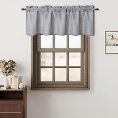 Hiasan Light Grey Valance Curtains Light Filtering Rod Pocket Window Valance by Hiasan