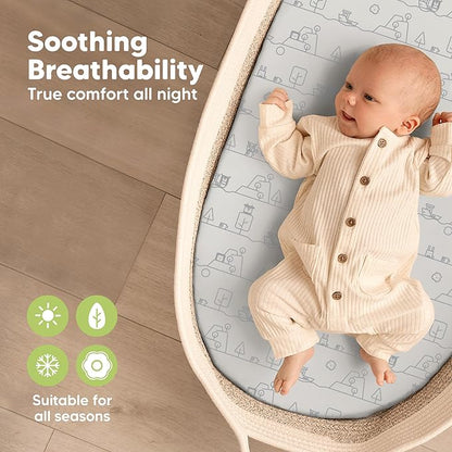 2-Pack Organic Bassinet Sheets for Girls, Boys - Image 4