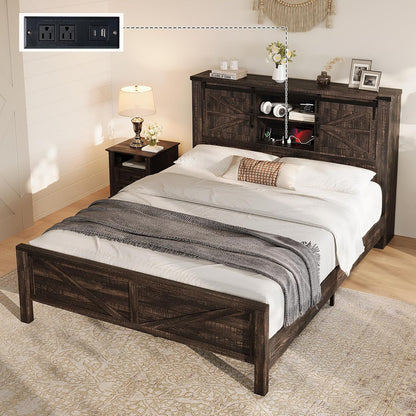luxoak full size farmhouse platform bed with storage, main product view