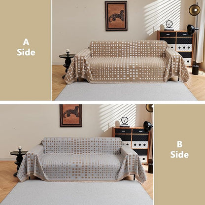 MEETSKY Boho Couch Cover Sofa Covers, Chenille Geometric Khaki Couch Covers - Image 6